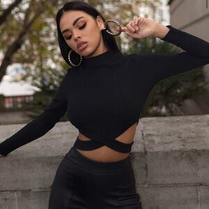 SHEIN Black Cutout Crop Top